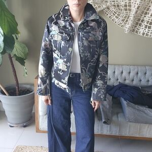 H&M Black Floral Bomber Jacket